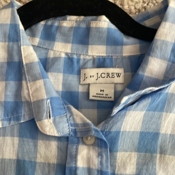 J Crew Factory blue gingham buttondown - Picture 2 of 3